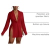 image:imageLYANER Womens Collared Deep V Neck Sexy Tops  Summer Button Down Long Sleeve Slit Hem Long Blouse ShirtsWine Red