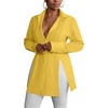 image:imageLYANER Womens Collared Deep V Neck Sexy Tops  Summer Button Down Long Sleeve Slit Hem Long Blouse ShirtsYellow