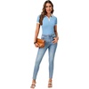 image:imageLYANER Womens Collared Neck Casual Polo Shirts  Color Block Button Down V Neck Short Sleeve Slim Fitted Work Business Basic Going Out Blouse TopsBlue
