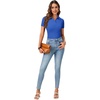 image:imageLYANER Womens Collared Neck Casual Polo Shirts  Color Block Button Down V Neck Short Sleeve Slim Fitted Work Business Basic Going Out Blouse TopsSolid Royal Blue