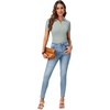 image:imageLYANER Womens Collared Neck Casual Polo Shirts  Color Block Button Down V Neck Short Sleeve Slim Fitted Work Business Basic Going Out Blouse TopsSolid Pea Green