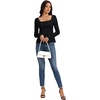 image:imageLYANER Womens Frill Square Neck Casual Peplum Top  Long Sleeve Ruched Ruffle A Line Dressy Babydoll Blouse ShirtsBlack