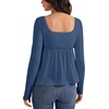 image:imageLYANER Womens Frill Square Neck Casual Peplum Top  Long Sleeve Ruched Ruffle A Line Dressy Babydoll Blouse ShirtsDenim Blue