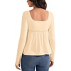 image:imageLYANER Womens Frill Square Neck Casual Peplum Top  Long Sleeve Ruched Ruffle A Line Dressy Babydoll Blouse ShirtsLight Apricot