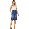 image:imageLYANER Womens High Waisted Denim Skirt  Summer Knee Length Pencil Mermaid Stretch Jean Skirts with PocketsDarkness Blue