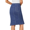 image:imageLYANER Womens High Waisted Denim Skirt  Summer Knee Length Pencil Mermaid Stretch Jean Skirts with PocketsDeep Navy Blue