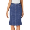 image:imageLYANER Womens High Waisted Denim Skirt  Summer Knee Length Pencil Mermaid Stretch Jean Skirts with PocketsDeep Navy Blue