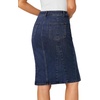 image:imageLYANER Womens High Waisted Denim Skirt  Summer Knee Length Pencil Mermaid Stretch Jean Skirts with PocketsNavy Blue