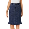 image:imageLYANER Womens High Waisted Denim Skirt  Summer Knee Length Pencil Mermaid Stretch Jean Skirts with PocketsNavy Blue
