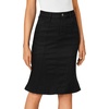 image:imageLYANER Womens High Waisted Denim Skirt  Summer Knee Length Pencil Mermaid Stretch Jean Skirts with PocketsPure Black