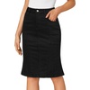 image:imageLYANER Womens High Waisted Denim Skirt  Summer Knee Length Pencil Mermaid Stretch Jean Skirts with PocketsPure Black