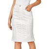 image:imageLYANER Womens High Waisted Denim Skirt  Summer Knee Length Pencil Mermaid Stretch Jean Skirts with PocketsWhite