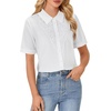 image:imageLYANER Womens Lace Collar Neck Short Sleeve Button Down Elegant Work Shirt Blouse TopWhite