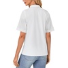 image:imageLYANER Womens Lace Collar Neck Short Sleeve Button Down Elegant Work Shirt Blouse TopWhite
