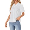 image:imageLYANER Womens Lace Collar Neck Short Sleeve Button Down Elegant Work Shirt Blouse TopWhite