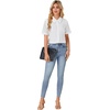 image:imageLYANER Womens Lace Collar Neck Short Sleeve Button Down Elegant Work Shirt Blouse TopWhite