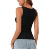 image:imageLYANER Womens Lace Trim V Neck Y2k Cami Top  Ribbed Knit Sleeveless Slim Fitted Basic Going Out Tank Tops Fashion Camisole Trendy UndershirtBlack