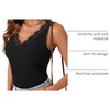 image:imageLYANER Womens Lace Trim V Neck Y2k Cami Top  Ribbed Knit Sleeveless Slim Fitted Basic Going Out Tank Tops Fashion Camisole Trendy UndershirtBlack