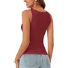 image:imageLYANER Womens Lace Trim V Neck Y2k Cami Top  Ribbed Knit Sleeveless Slim Fitted Basic Going Out Tank Tops Fashion Camisole Trendy UndershirtBurgundy