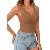 image:imageLYANER Womens Lace Trim V Neck Y2k Cami Top  Ribbed Knit Sleeveless Slim Fitted Basic Going Out Tank Tops Fashion Camisole Trendy UndershirtCaramel