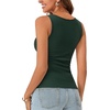 image:imageLYANER Womens Lace Trim V Neck Y2k Cami Top  Ribbed Knit Sleeveless Slim Fitted Basic Going Out Tank Tops Fashion Camisole Trendy UndershirtDark Green