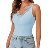 image:imageLYANER Womens Lace Trim V Neck Y2k Cami Top  Ribbed Knit Sleeveless Slim Fitted Basic Going Out Tank Tops Fashion Camisole Trendy UndershirtLight Blue