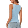 image:imageLYANER Womens Lace Trim V Neck Y2k Cami Top  Ribbed Knit Sleeveless Slim Fitted Basic Going Out Tank Tops Fashion Camisole Trendy UndershirtLight Blue