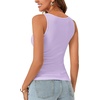 image:imageLYANER Womens Lace Trim V Neck Y2k Cami Top  Ribbed Knit Sleeveless Slim Fitted Basic Going Out Tank Tops Fashion Camisole Trendy UndershirtLight Purple