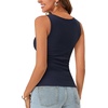 image:imageLYANER Womens Lace Trim V Neck Y2k Cami Top  Ribbed Knit Sleeveless Slim Fitted Basic Going Out Tank Tops Fashion Camisole Trendy UndershirtNavy Blue