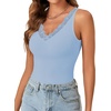 image:imageLYANER Womens Lace Trim V Neck Y2k Cami Top  Ribbed Knit Sleeveless Slim Fitted Basic Going Out Tank Tops Fashion Camisole Trendy UndershirtPale Blue