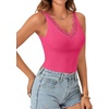 image:imageLYANER Womens Lace Trim V Neck Y2k Cami Top  Ribbed Knit Sleeveless Slim Fitted Basic Going Out Tank Tops Fashion Camisole Trendy UndershirtRose