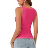 image:imageLYANER Womens Lace Trim V Neck Y2k Cami Top  Ribbed Knit Sleeveless Slim Fitted Basic Going Out Tank Tops Fashion Camisole Trendy UndershirtRose