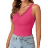 image:imageLYANER Womens Lace Trim V Neck Y2k Cami Top  Ribbed Knit Sleeveless Slim Fitted Basic Going Out Tank Tops Fashion Camisole Trendy UndershirtRose