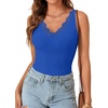image:imageLYANER Womens Lace Trim V Neck Y2k Cami Top  Ribbed Knit Sleeveless Slim Fitted Basic Going Out Tank Tops Fashion Camisole Trendy UndershirtRoyal Blue