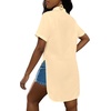 image:imageLYANER Womens Lapel Collar Sexy Blouse  Button Down Short Sleeve High Low Slit Hem Dressy Casual Tops Long ShirtsBeige