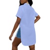 image:imageLYANER Womens Lapel Collar Sexy Blouse  Button Down Short Sleeve High Low Slit Hem Dressy Casual Tops Long ShirtsBlue