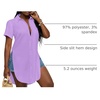 image:imageLYANER Womens Lapel Collar Sexy Blouse  Button Down Short Sleeve High Low Slit Hem Dressy Casual Tops Long ShirtsLight Purple