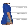 image:imageLYANER Womens Lapel Collar Sexy Blouse  Button Down Short Sleeve High Low Slit Hem Dressy Casual Tops Long ShirtsRoyal Blue