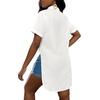 image:imageLYANER Womens Lapel Collar Sexy Blouse  Button Down Short Sleeve High Low Slit Hem Dressy Casual Tops Long ShirtsWhite