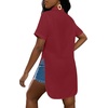 image:imageLYANER Womens Lapel Collar Sexy Blouse  Button Down Short Sleeve High Low Slit Hem Dressy Casual Tops Long ShirtsWine Red