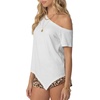 image:imageLYANER Womens One Shoulder Y2k Tunic Top  Summer Short Sleeve Asymmetric Hem Casual Blouse ShirtsWhite
