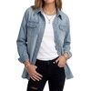 image:imageLYANER Womens Oversized Collar Casual Jacket Denim Shirts  Button Down Long Sleeve Loose Fit Lightweight Vintage Cardigan Jean ShirtBlue