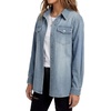 image:imageLYANER Womens Oversized Collar Casual Jacket Denim Shirts  Button Down Long Sleeve Loose Fit Lightweight Vintage Cardigan Jean ShirtBlue