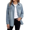 image:imageLYANER Womens Oversized Collar Casual Jacket Denim Shirts  Button Down Long Sleeve Loose Fit Lightweight Vintage Cardigan Jean ShirtBlue