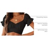 image:imageLYANER Womens Puff Short Sleeve Y2k Crop Top  Summer Ruffle Off The Shoulder Tie Back Cute Cropped Blouse ShirtsBlack