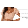 image:imageLYANER Womens Puff Short Sleeve Y2k Crop Top  Summer Ruffle Off The Shoulder Tie Back Cute Cropped Blouse ShirtsKhaki