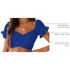 image:imageLYANER Womens Puff Short Sleeve Y2k Crop Top  Summer Ruffle Off The Shoulder Tie Back Cute Cropped Blouse ShirtsRoyal Blue