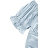 image:imageLYANER Womens Puff Short Sleeve Y2k Crop Top  Summer Ruffle Off The Shoulder Tie Back Cute Cropped Blouse ShirtsSatin Baby Blue