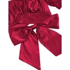 image:imageLYANER Womens Puff Short Sleeve Y2k Crop Top  Summer Ruffle Off The Shoulder Tie Back Cute Cropped Blouse ShirtsSatin Burgundy