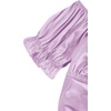image:imageLYANER Womens Puff Short Sleeve Y2k Crop Top  Summer Ruffle Off The Shoulder Tie Back Cute Cropped Blouse ShirtsSatin Lavender